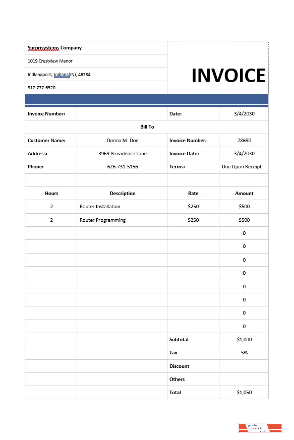 Computer Services Invoice Template PSD template